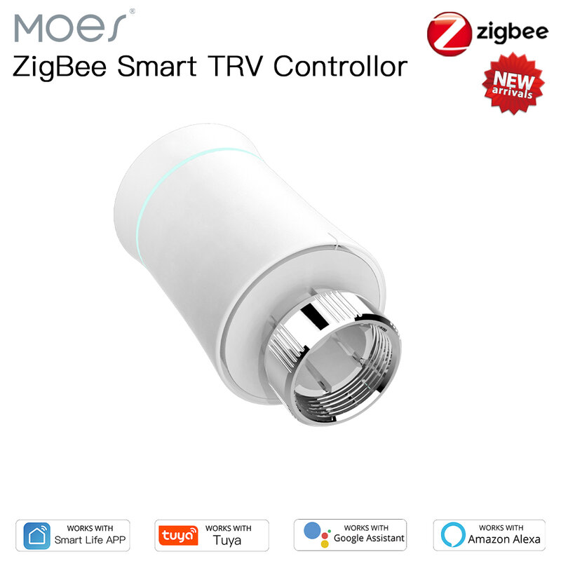 Moes TRV ZigBee 3.0 Tuya 새로운 라디에이터 액추에이터 밸브 스마트 프로그래머블 온도 조절기 온도 히터 Alexa Voice Control