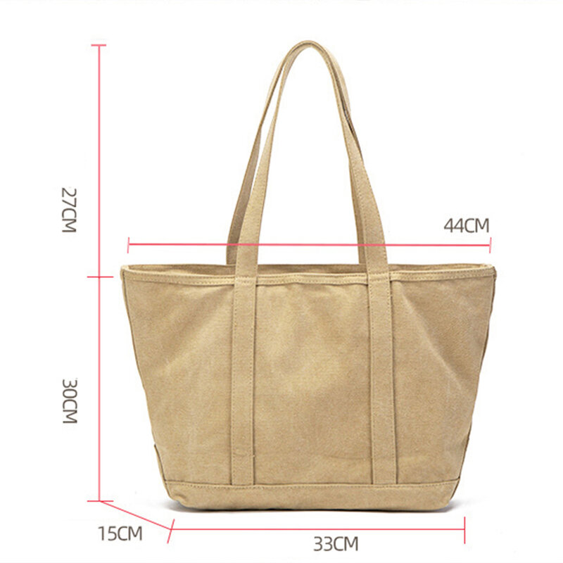 Bolsa tote feminina de lona, bolsa de mão grande capacidade, casual, de ombro, cor sólida, mensageiro, bolsa atravessada