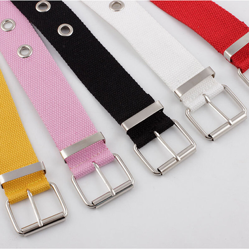 Cinturón de lona Unisex de estilo coreano para mujer  cinturón para 