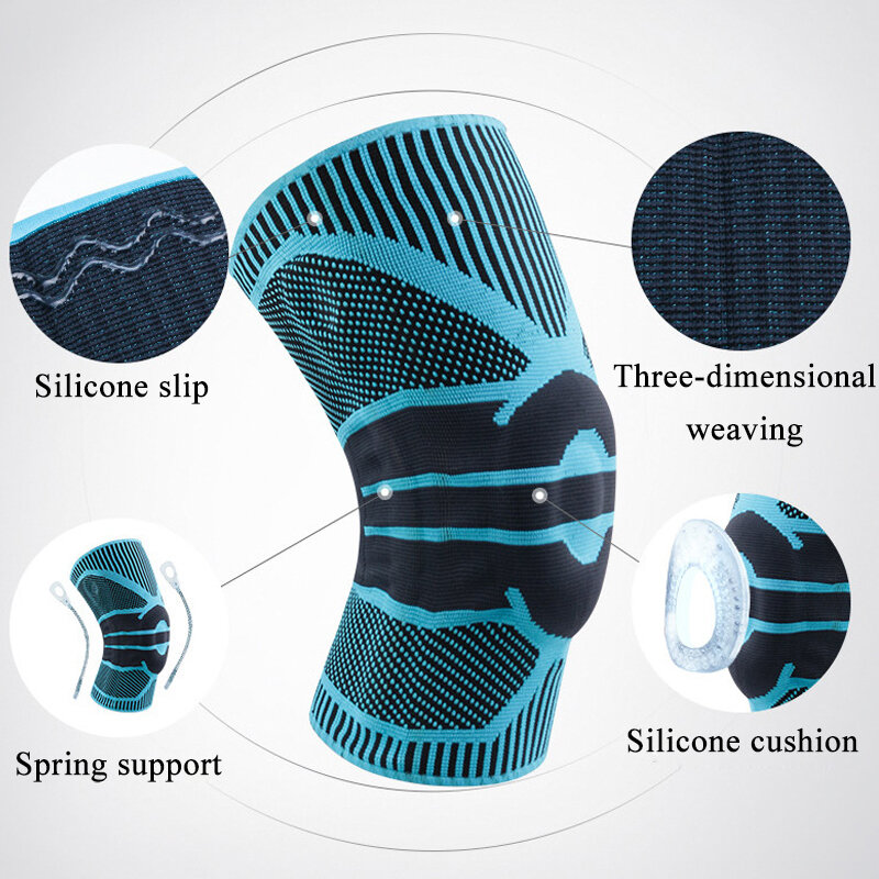 Nowy 3D tkania silikonowe ochraniacze na kolana obsługuje Brace siatkówka koszykówka łąkotki rzepki dzianiny ochraniacze sportowe bezpieczeństwa Kneepad