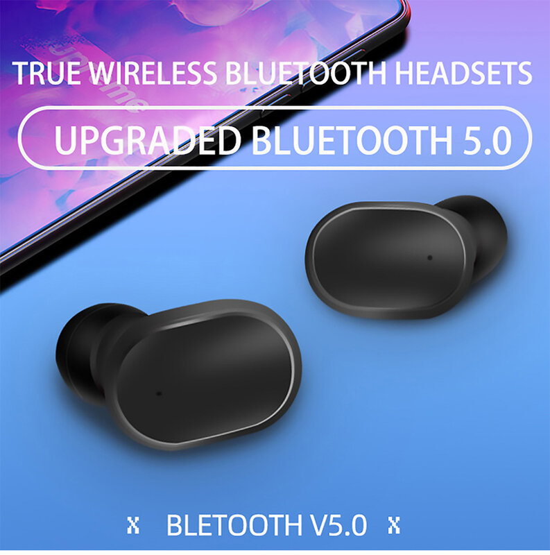 A6S TWS Headset Noise Cancelling Headset Earphone Bluetooth Nirkabel dengan Mikrofon Stereo Bebas Genggam Headphone Earbud Ponsel Pintar