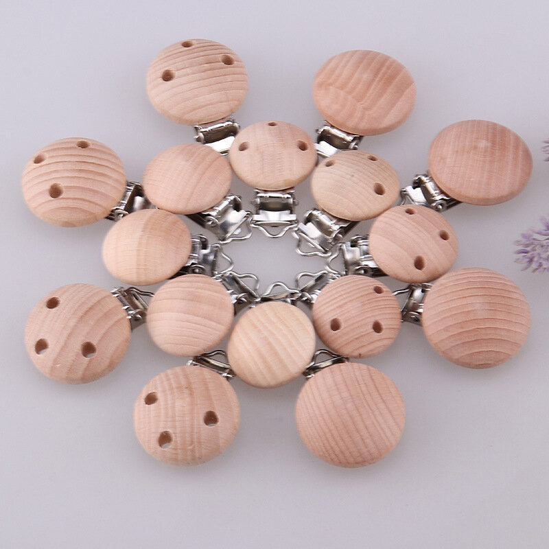 1PC DIY eco-friendly beech wood molar pacifier clip baby wooden soothing anti-lost pacifier chain clip 30mm