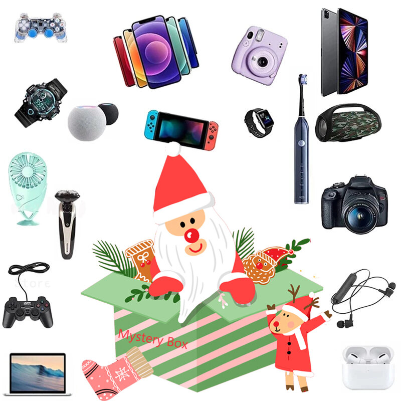 Kotak Misteri Beruntung Paling Populer 100% Kejutan Hadiah Berkualitas Tinggi Gamepad Elektronik Kamera Digital Hadiah Baru Hadiah Natal