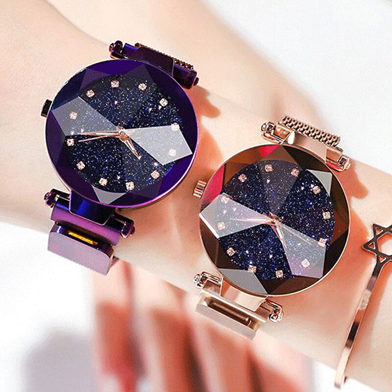 Panie magnetyczne Starry Sky zegar luksusowe kobiety zegarki moda diament kobiet zegarki kwarcowe Relogio Feminino Zegarek Damski