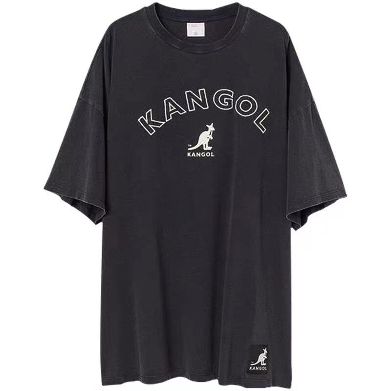 2022 damski T-shirt Kangol Hat man długa koszula wspólny krótki rękaw czystej bawełny czarny T-shirt miłośników T-shirt
