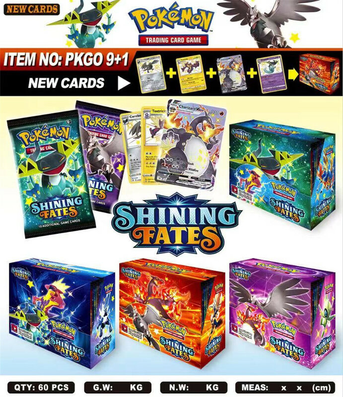 2021 NEUE 360Pcs Pokemon TCG: Glänzende Fates Booster Box Trading Card Spiel Sammlung Spielzeug