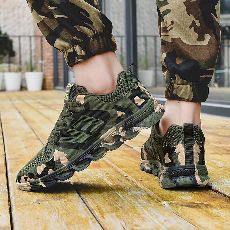 Femmes Hiver Toile Sport Chaussures De Course Camouflage Militaire Entraînement Chaussures