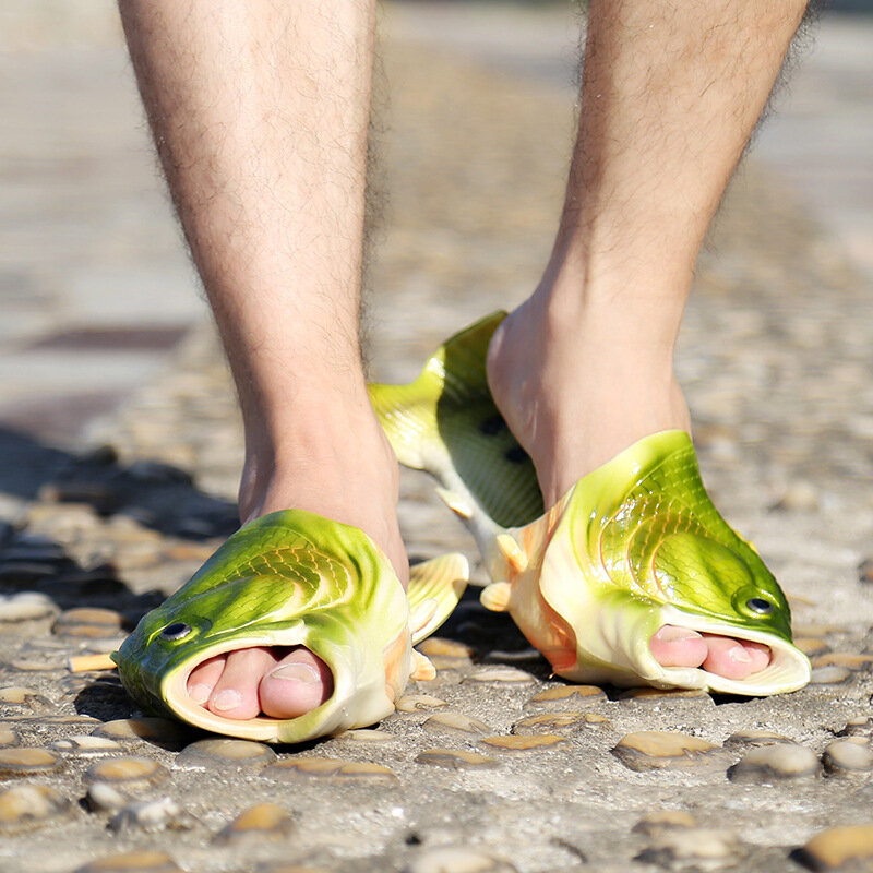 Высококачественные ЭВА шлепанцы с рыбками; Мужская Летняя обувь; Модные дизайнерские шлепанцы для рыбалки; Унисекс; Зеленая обувь; 2020