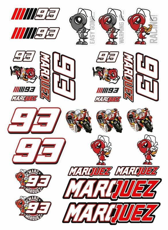 Stiker Mobil Stiker Helm Cocok untuk Marquez 93 Set Stiker 20 Laminasi Adesif Repsol Tabir Surya Tahan Air Pvc, 32Cm