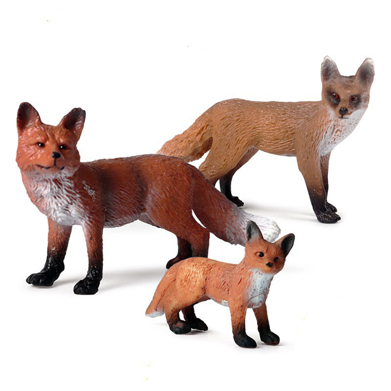 Realistic Collectable Handmade Fox Wild Animal Figure PVC Figurine Crafts Toy Kids Educational Toys Desktop Decor