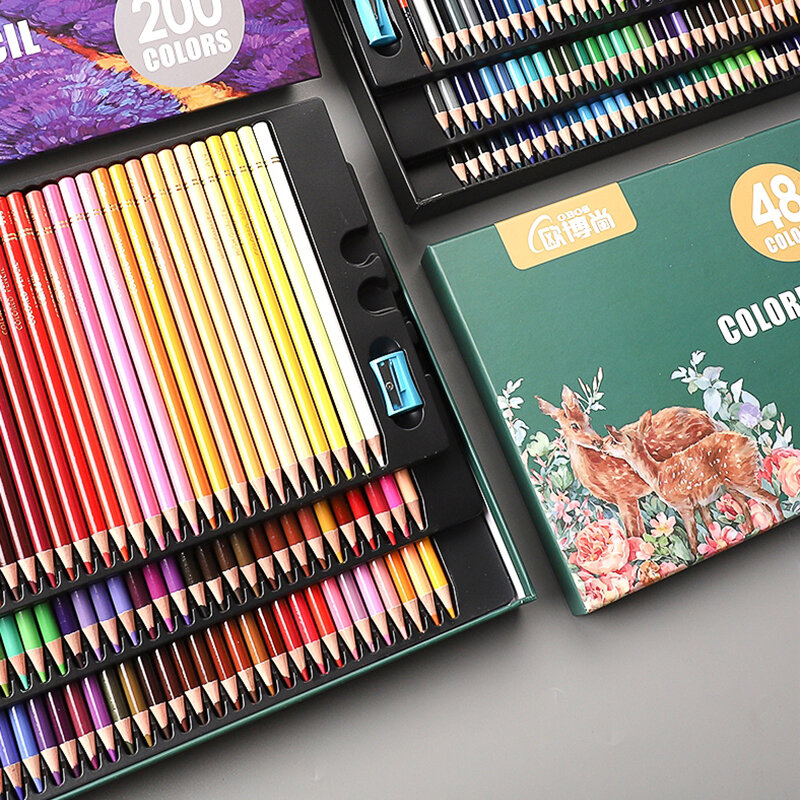 Lyoo 48/72/120/150/200 cores óleo cor lápis conjunto de madeira aquarela lápis coloridos solúvel em água lápis coloridos arte suprimentos