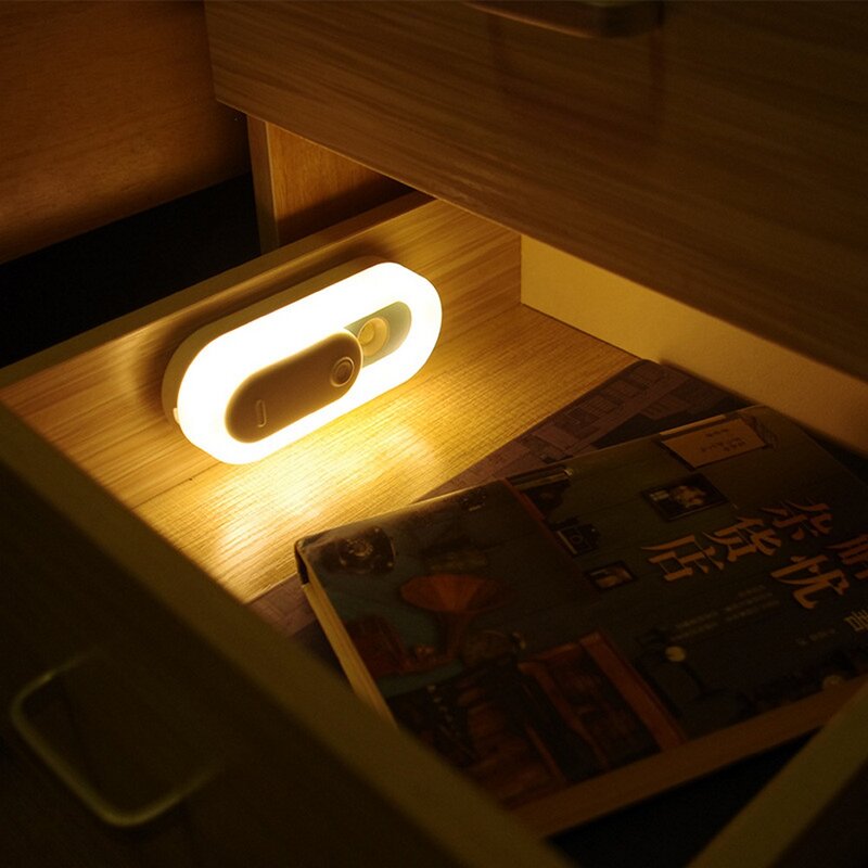 Luz noturna inteligente sensor de corpo humano lâmpada indução magnético led luz usb recarregável gabinete parede luz para casa quarto