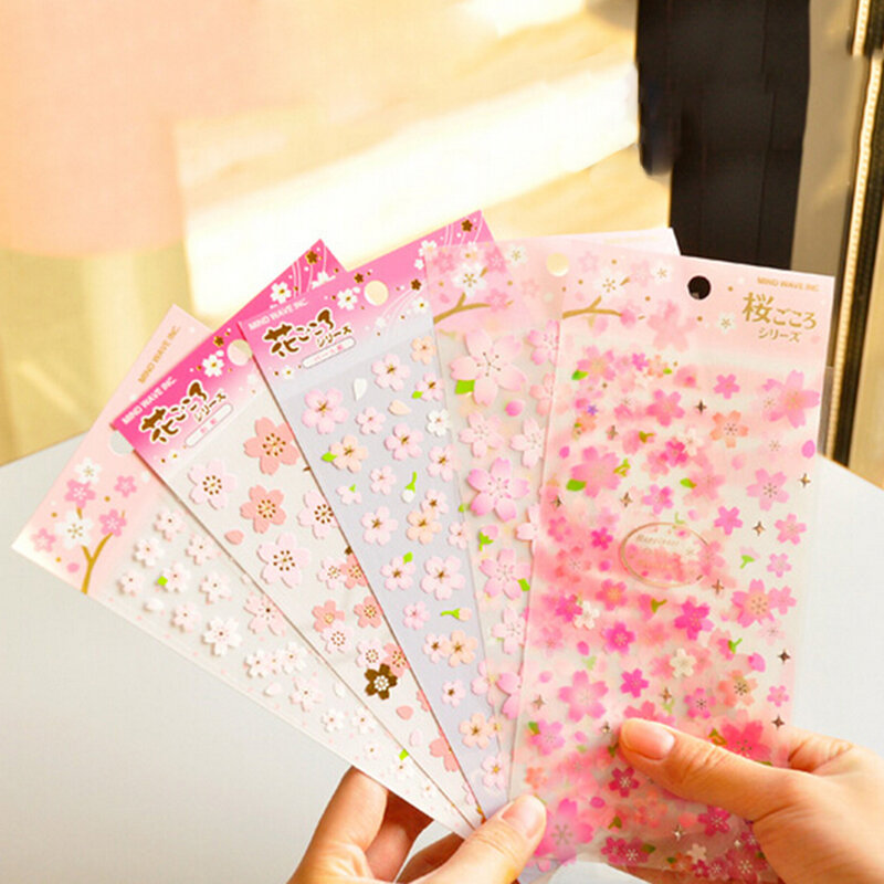 Decoración de diario de flor de cerezo Oriental Sakura, pegatina de PVC para álbum de recortes, Bloc de notas, pegatinas de 150x110mm, 1 hoja