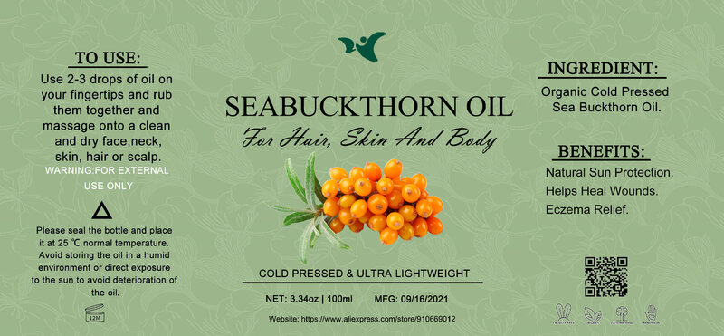 Sea Buckthorn Fruit Oil  Anti-Oxidation  Anti-Aging And Whitening  Promote Skin Cell Growth  Vitamin E  Carotene