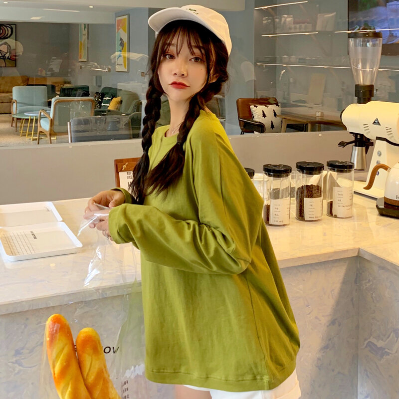 Женская футболка с длинными рукавами в стиле интернет-знаменитостей ранней осени 2019 корейская модная свободная Необычная футболка в стиле ...