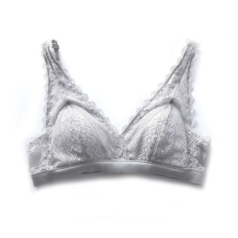 Women's bra Full coverage Wirefree Padded Triangle Bralette Plunge Lace Bra
