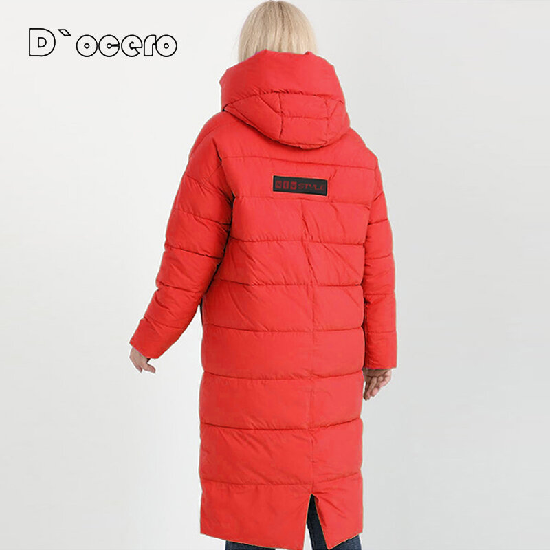 DOCERO 2021 nowa wysokiej jakości kurtka zimowa kobiety moda gruby płaszcz zimowy puchowe kurtki z kapturem w stylu europejskim ciepła Parka znosić
