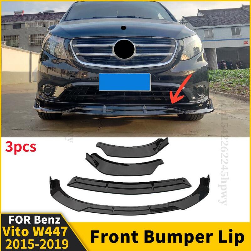 Front Bumper Lip Chin Carbon Fiber Look Body Kit Guard Decoration Splitter For Mercedes Benz Vito W447 2015 2016 2017 2018 2019