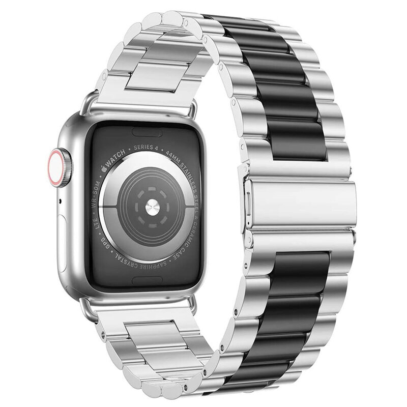Correia de smart watch de metal, pulseira de metal de aço inoxidável para apple watch 5 band 42mm 44mm 38mm 40mm, bracelete de iwatch série 5/4/3/2/1