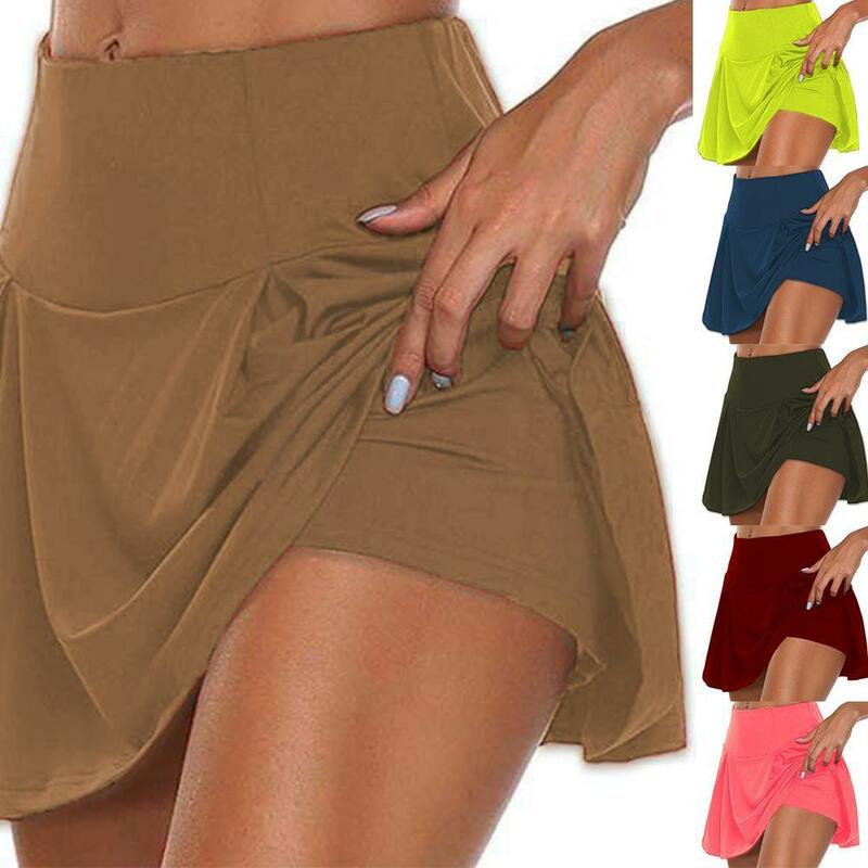 Женская короткая юбка с завышенной талией, летняя цветная юбка для бега и гольфа на море, короткая юбка для тенниса и фитнеса D0o6