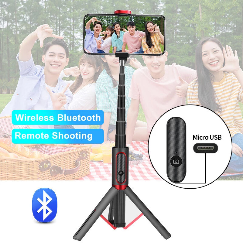 울란 지 SK-01 블루투스 삼각대 Selfie 스틱 라이브 블로그 확장 모노 포드 삼각대 아이폰 11 프로 최대 X 샤오 미 테크 화웨이 삼성