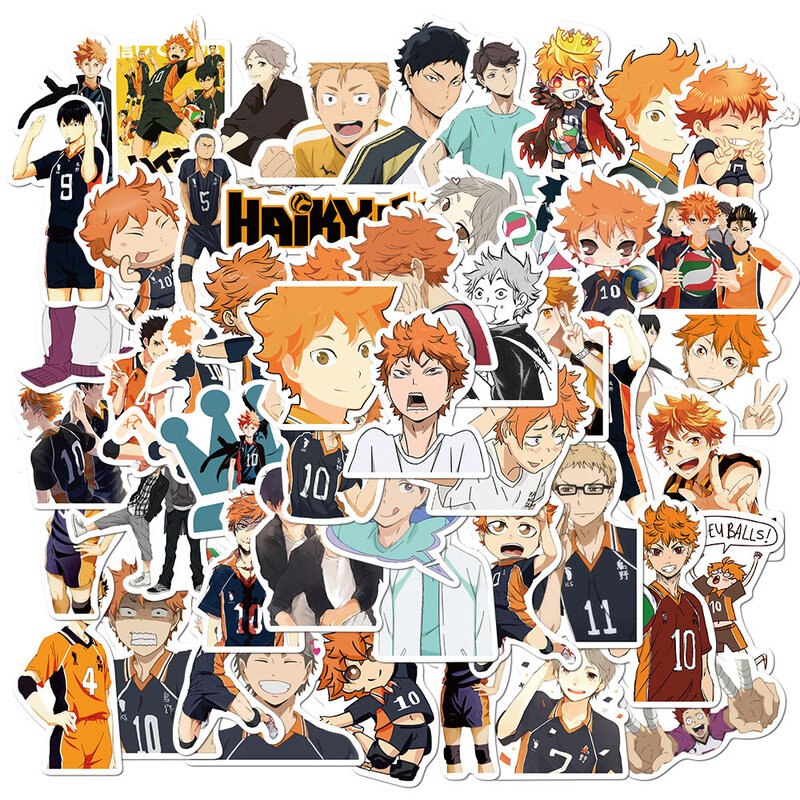 50PCS Anime Haikyuu!! Stickers Pack For DIY Laptop Phone Guitar Suitcase Skateboard PS4 Toy Volleyball Teenager Haikyuu Sticker