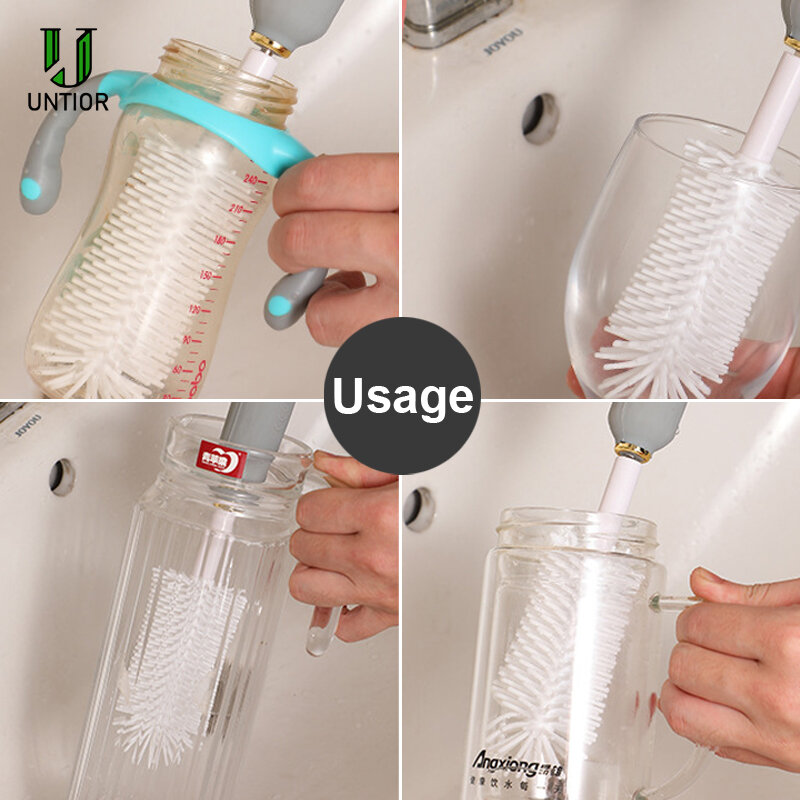 Untiro elétrica escova de garrafa de bebê 3 em 1 conjunto de limpeza de garrafa de silicone mamilo de palha à prova dwaterproof água copo elétrico escova