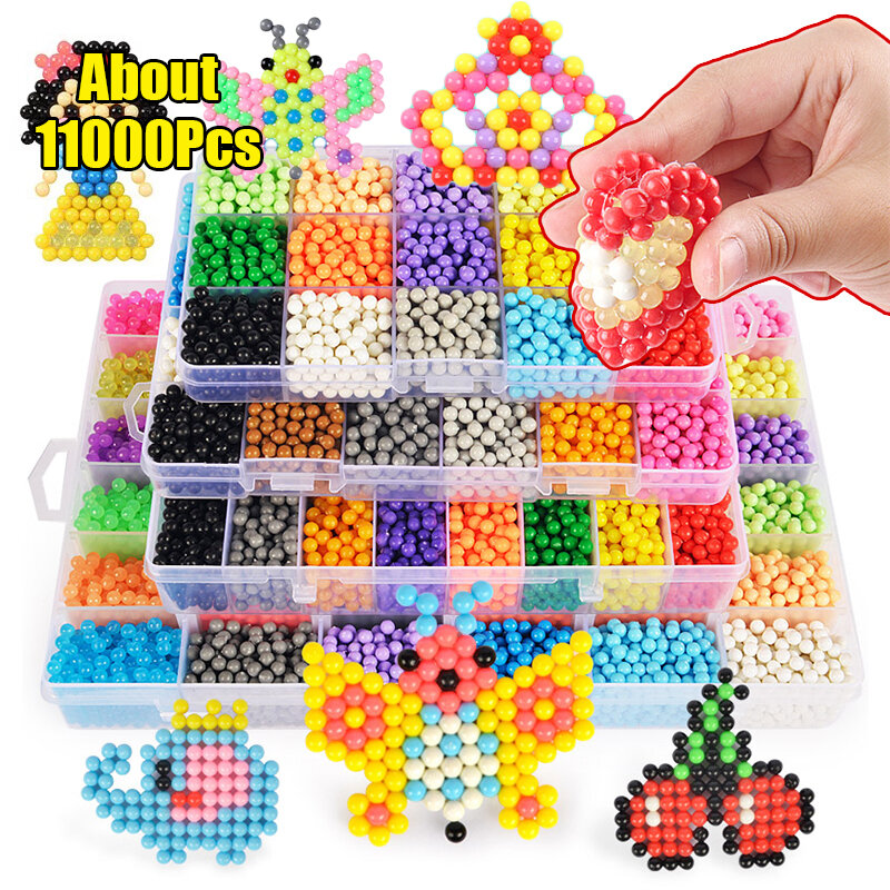 600-11000Pcs Refill Hama Beads Puzzle 3D Handmade Magic Aquabeads DIY Water Spray Beads Set Ball Games Children Toys for girls