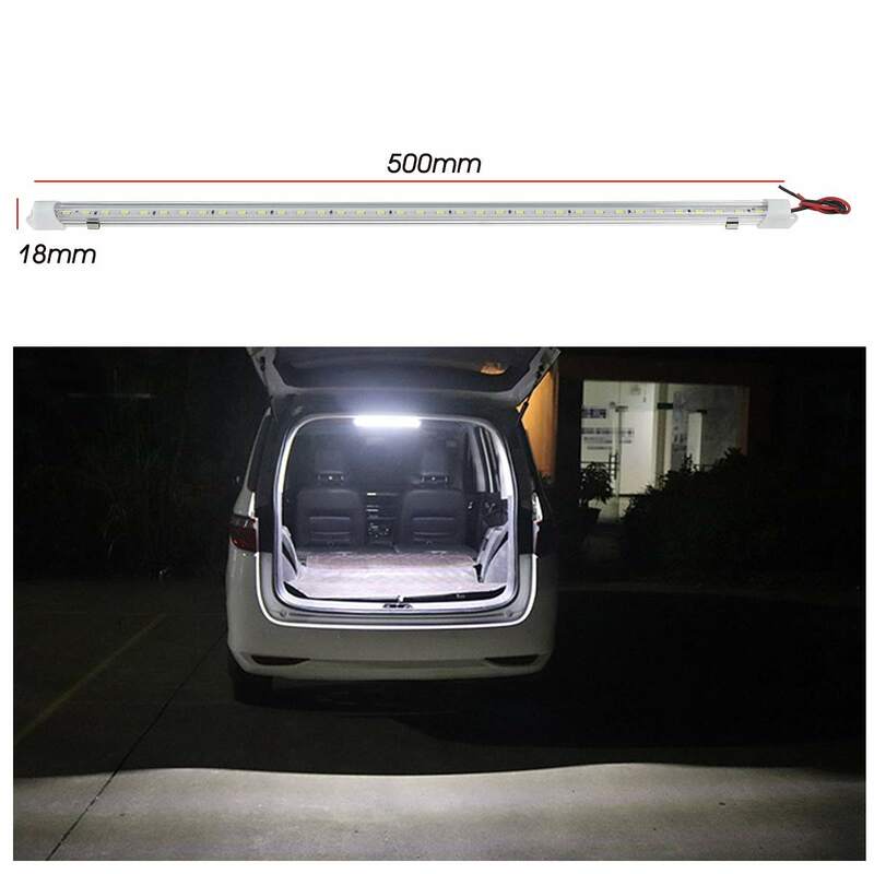 Barra de luz LED para Interior de coche, interruptor de tubo de luz blanca brillante para autocaravana, barco, piezas, camión, caravana, 4 furgoneta camión, 30cm, 50cm, 12V, 24V