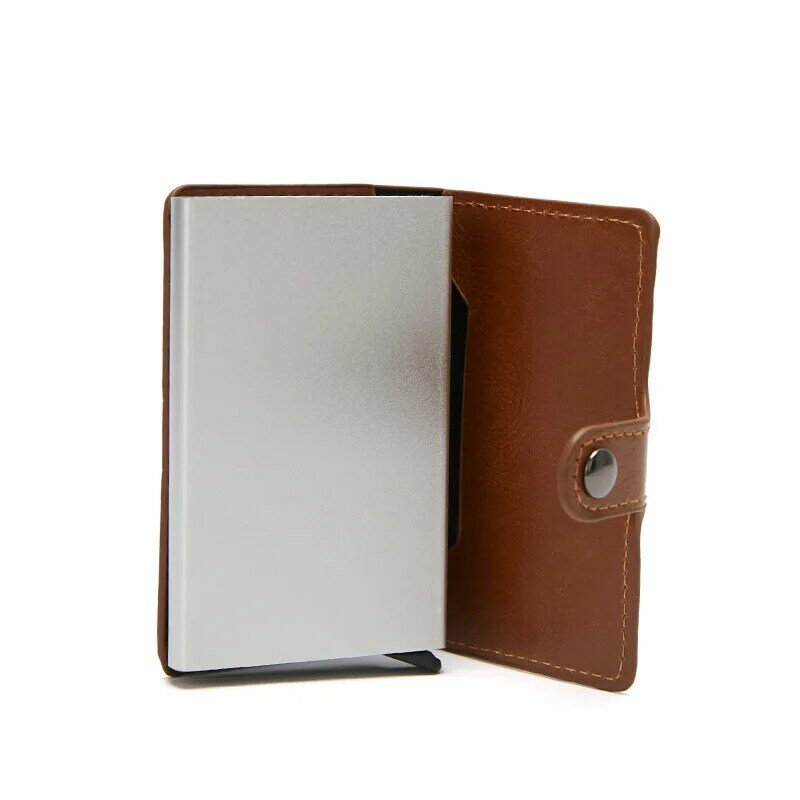 Portatarjetas de aluminio para hombre, tarjetero de identificación de negocios, tarjetero RFID automático, billetera de aluminio