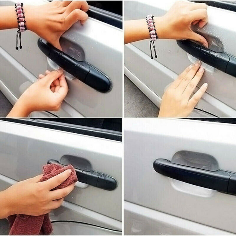 4 pçs universal invisível maçaneta da porta do carro arranhões automóvel shakes protetor de vinil filme proteção alça do carro