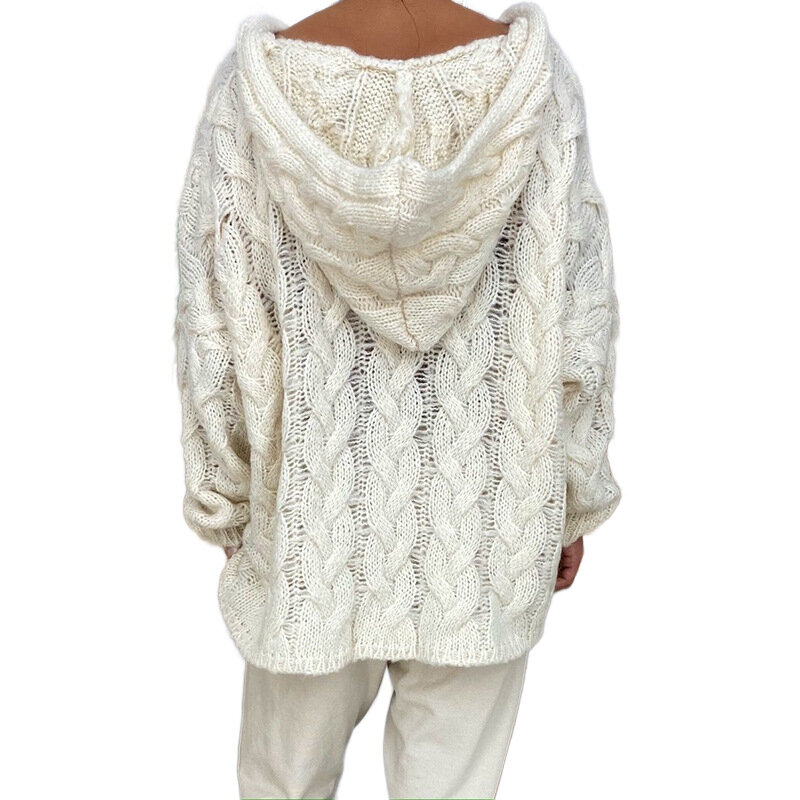 Abiti invernali per donna 2020 autunno inverno nuovo maglione felpa con cappuccio in maglia a torsione di colore puro maglione oversize abbigliamento caldo