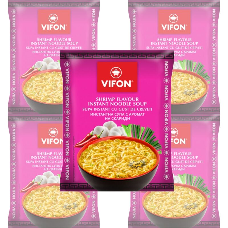 Набор - Лапша Пшеничная Vifon-Вкус Креветок (Mi Tom Goi), 60 Г-5 Штук