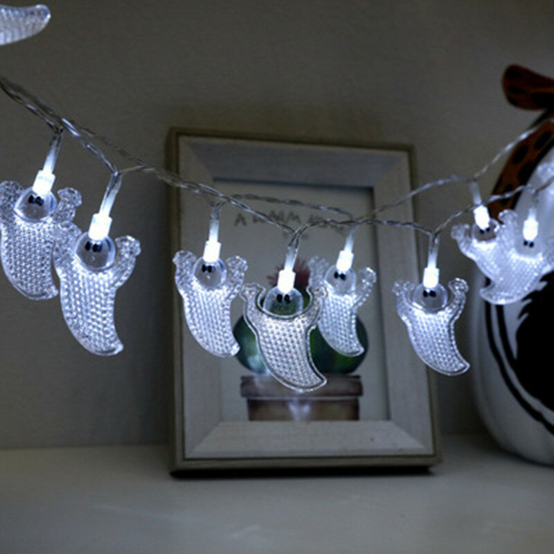 هالوين Led سلسلة ضوء شبح الجمجمة الخفافيش الزخرفية مصابيح تدار ببطارية هالوين حفلة حديقة ديكور في الهواء الطلق الجنية مصباح