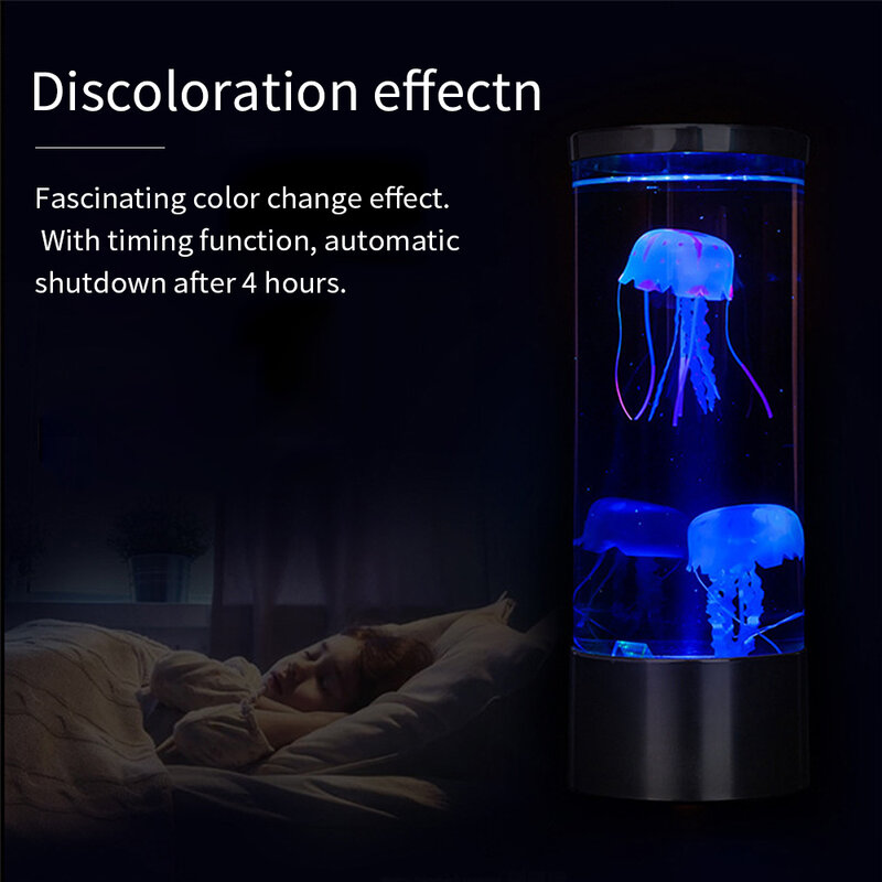 LED 7 색 변경 해파리 램프 수족관 머리맡 장식 밤 빛 크리 에이 티브 다기능 야간 램프 타이밍 기능