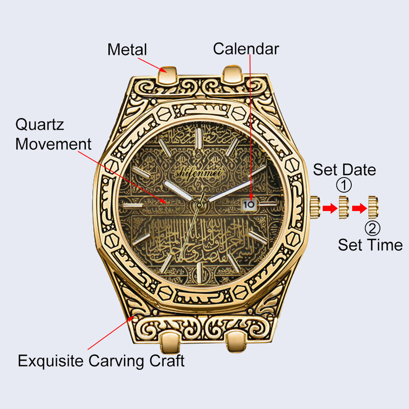 Часы наручные Shifenmei Мужские кварцевые, брендовые Роскошные водонепроницаемые Модные золотые, из нержавеющей стали