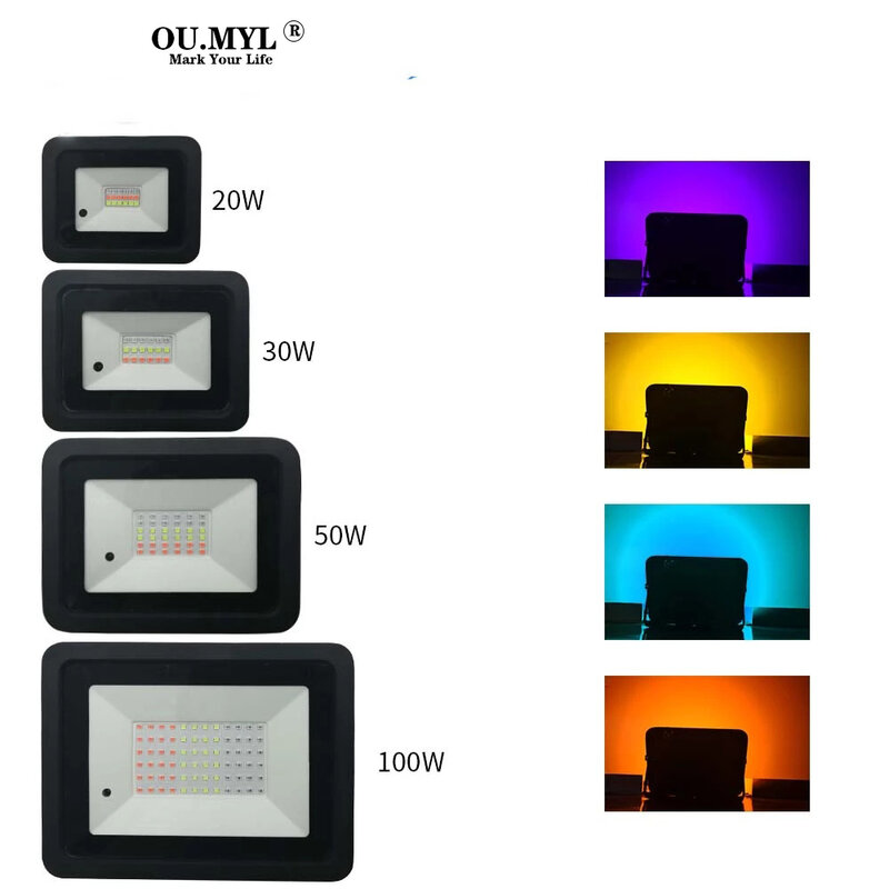 Reflector LED RGB para exteriores, luz de pared con Control remoto, IP68, 20W, 30W, 50W, 2021 W, novedad de 100