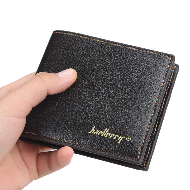 Männer Kurze Brieftasche Bifold Faux Leder Geldbörse Kupplung Karte Halter Männlichen Solide Business Schlanke Brieftaschen Männer