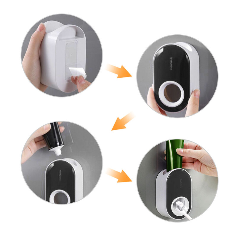 Automatic Toothpaste Dispenser One-touch Wall Mounted Punch Free Toothpaste Squeezer Dustproof Stand Holder Bathroom Accessories