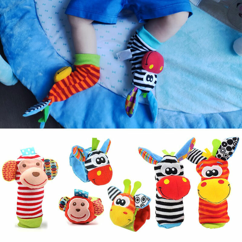 0-12 Months Baby Toys Stuffed Toys Animal Baby Socks Rattles Wrist Baby Rattles Newborn Toys Make Sounds Rattle Toys For Baby