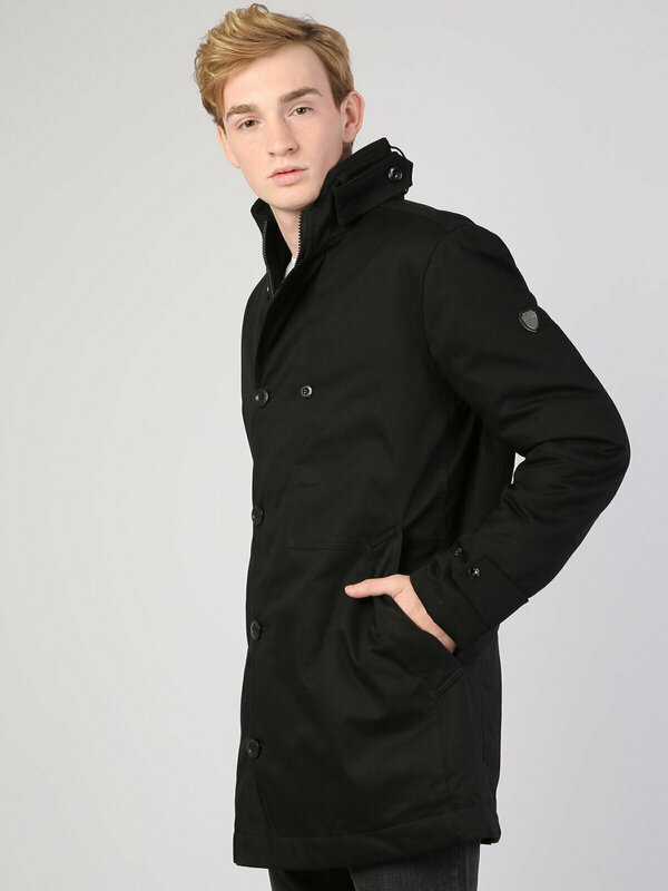 Colins Men Regular Fit Black Outerwear ,CL1041257