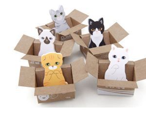 Bloc de notas adhesivas de gato Kawaii, notas adhesivas de Animal lindo, para oficina, álbum de recortes