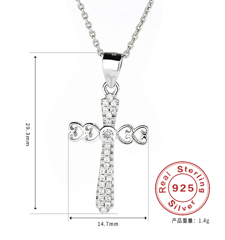 S925 prata esterlina jesus cruz cristã pingente colar pingente crença religiosa jóias de prata