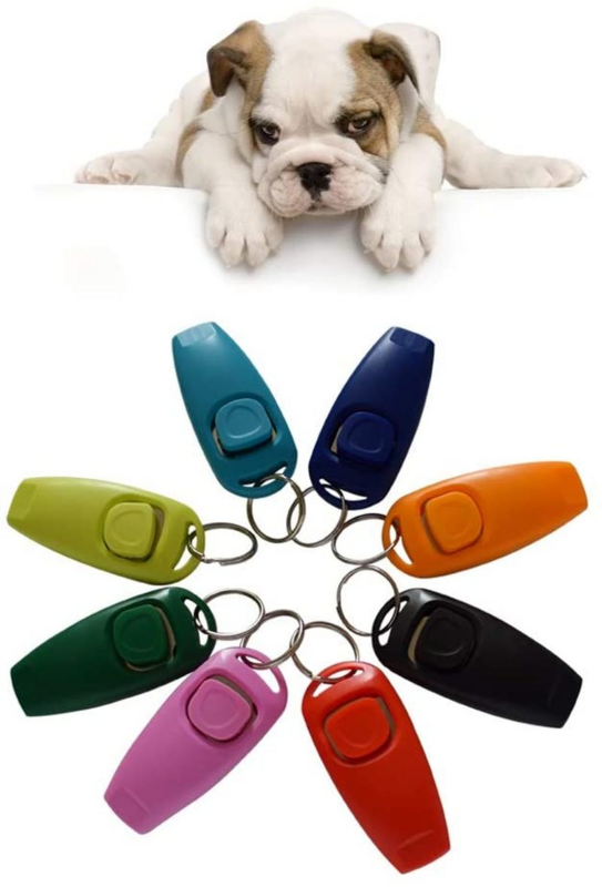 2 In 1 Pet Clicker Training fischio cane Mini Trainer portatile guida di assistenza portachiavi addestramento del cane cani accessori per animali domestici