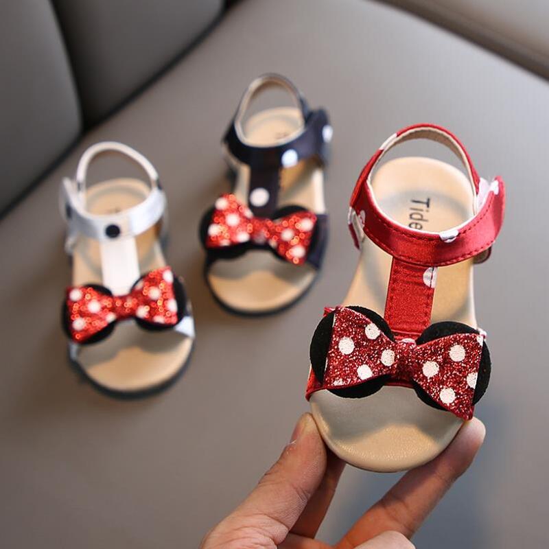 New Summer sandals Children girls shoes Infant Kids sandal Baby Girls Minnie Bow Princess Rubber Sandals Shoes