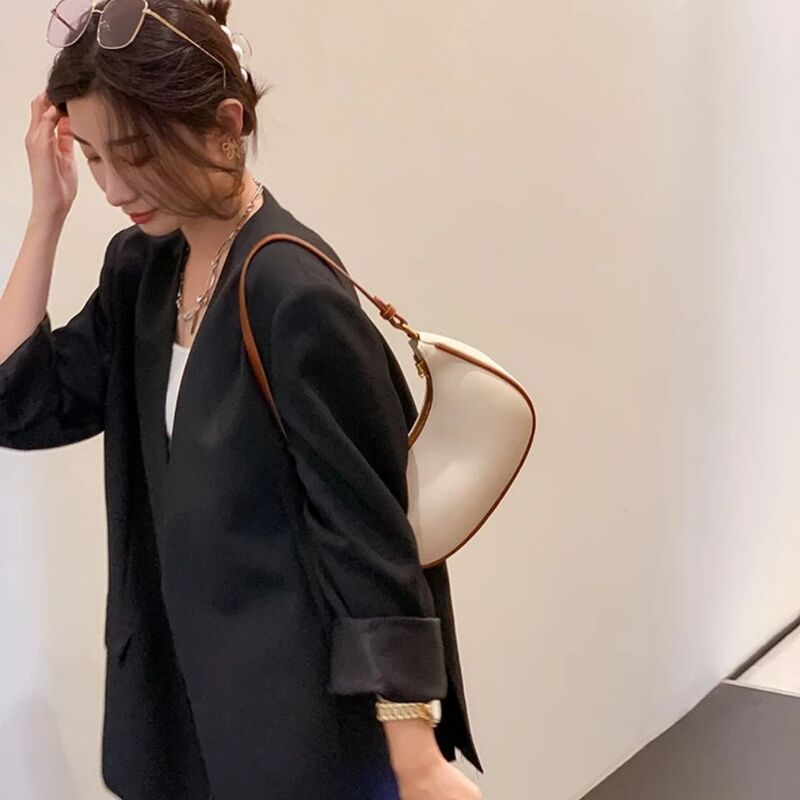 Französisch Pu Leder Baguette Tasche Für Frauen 2021 Trend Halben Mond Kleine Handtaschen Luxus Designer Weibliche Off Weiß Schwarz Schulter tasche