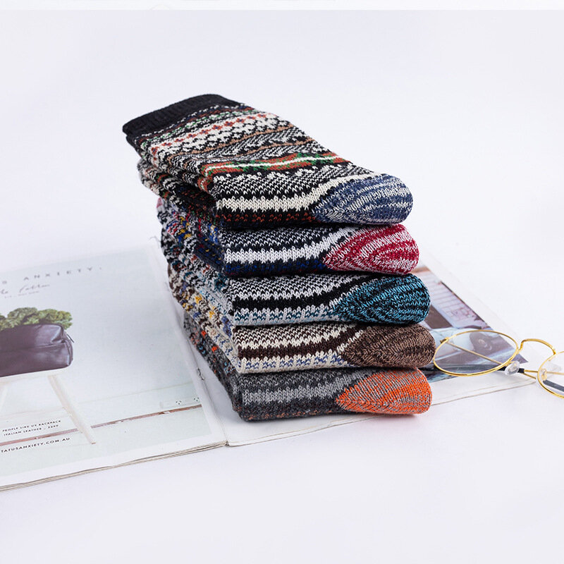 Calcetines gruesos y cálidos de lana para hombre, medias clásicas de colores, ideal para regalo, 5 par/lote, ZB6031