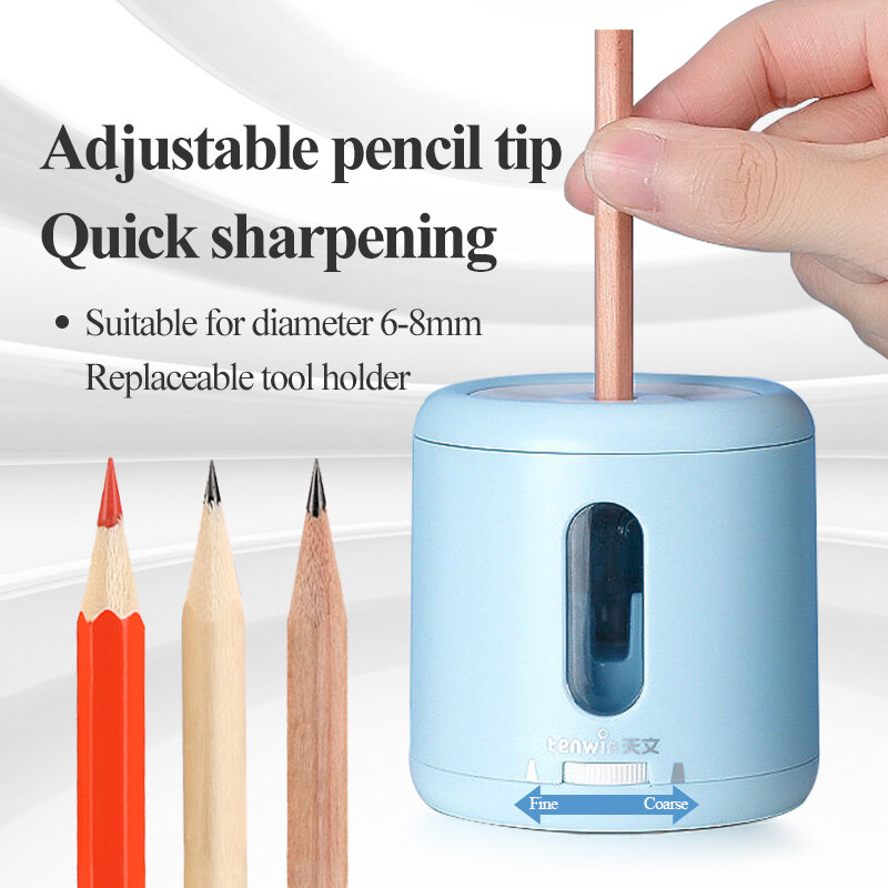 Tenwin apontador de lápis elétrico, 8032/8035 para lápis de 6-8mm e lápis de cor, automático, artigos de papelaria