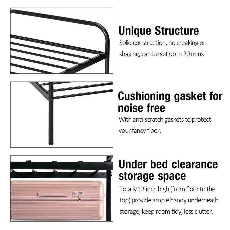 Estrutura de cama de solteiro, 77.6x39.4x32.3 polegadas, placa de eadboard e design antivibração, luz de casa, luxuosa, arte em ferro
