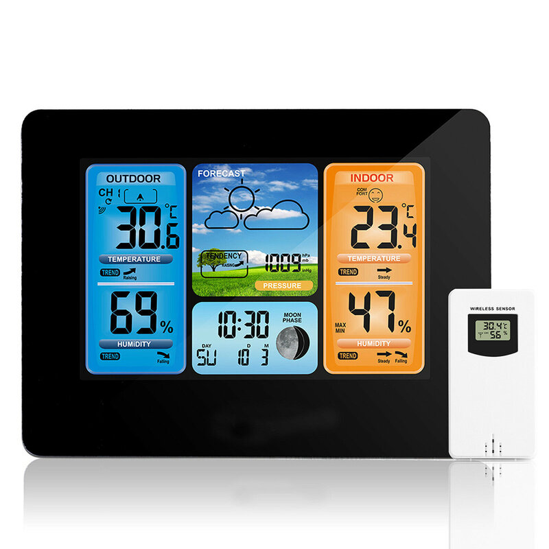 Horloge de Station météo numérique sans fil à LED, calendrier de Table avec température et humidité, alarme de réveil pour chambre de bébé